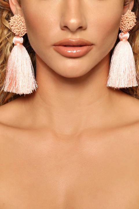 Vivianna Tassel Earrings - Peach