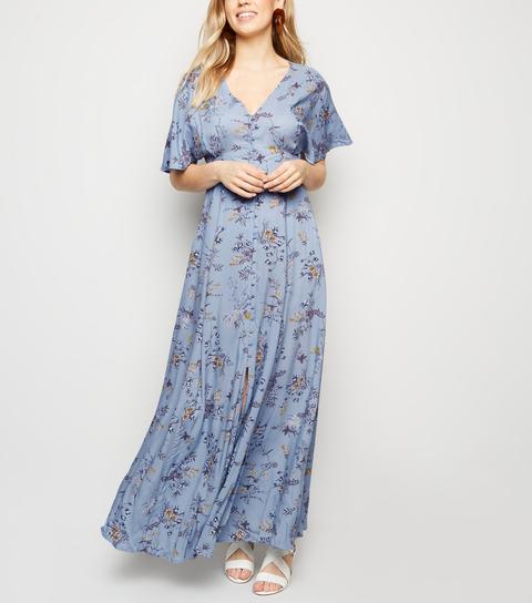 blue vanilla floral maxi dress