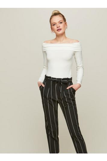 Womens Petite Striped Paperbag Trousers, Multi