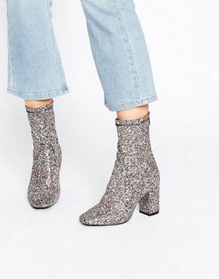 Boohoo - Stivaletti Con Tacco Glitterati - Multicolore