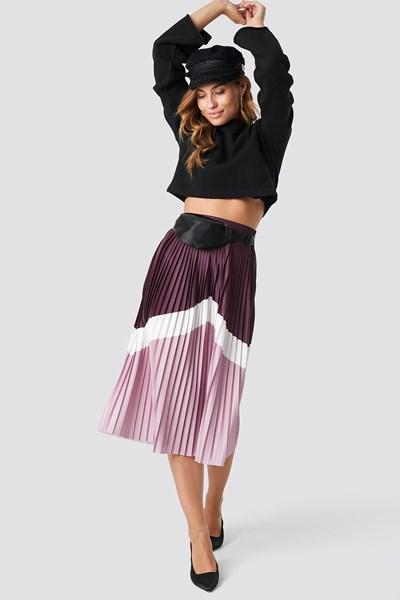 Na-kd Trend Blocked Midi Skirt - Purple,multicolor