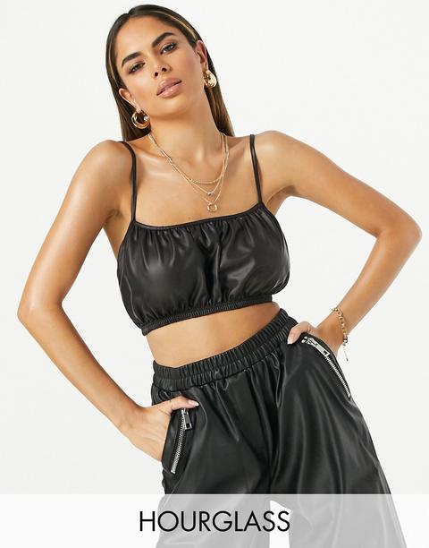 Asos Design Hourglass Leather Look Bralet-black