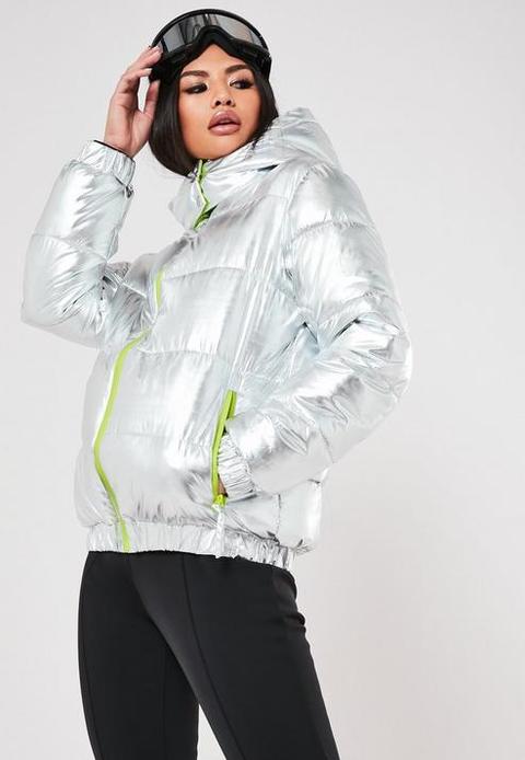 Msgd Ski Silver Metallic Padded Snow Suit, Silver from Missguided on 21  Buttons