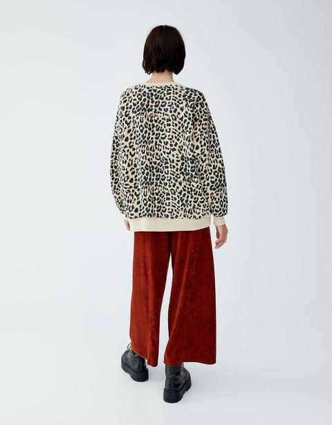 Sudadera Leopardo Ribete Contraste