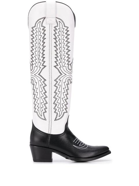 Paul Warmer Bottes D'inspiration Western En Cuir - Blanc