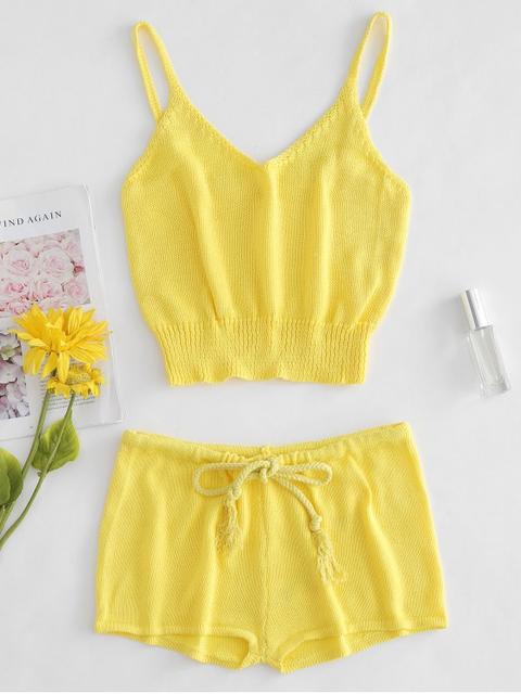 Conjunto Camisola Y Pantalones Cortos De Punto Yellow Gray Cloud