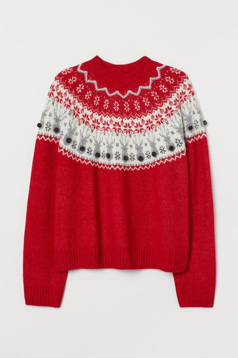 H & M+ Jersey En Punto Jacquard - Rojo