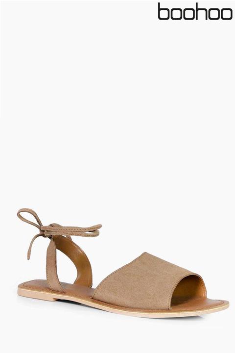 Brown Boohoo Wrap Ankle Strap Sandals