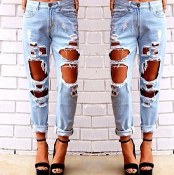 Jeans Cry Strappato A Vita Alta