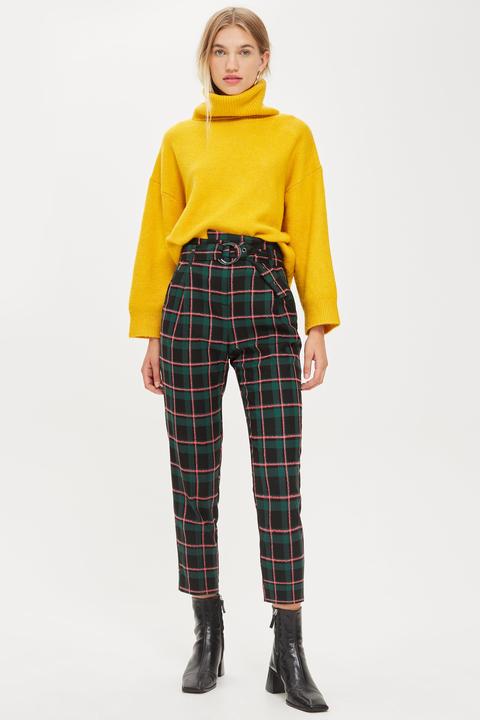 Womens Textured Check Tapered Trousers - Multi, Multi