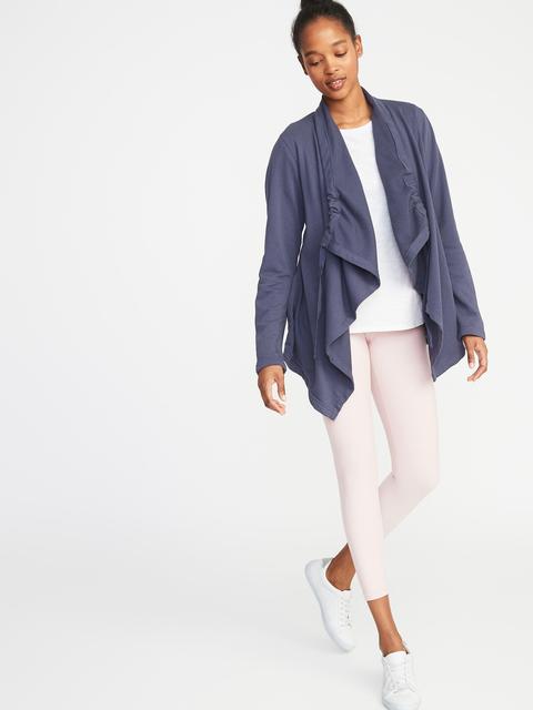 french terry open front cardigan