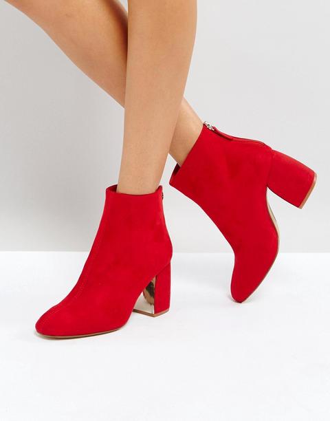 Stradivarius - Stivaletti Con Tacco Largo - Rosso