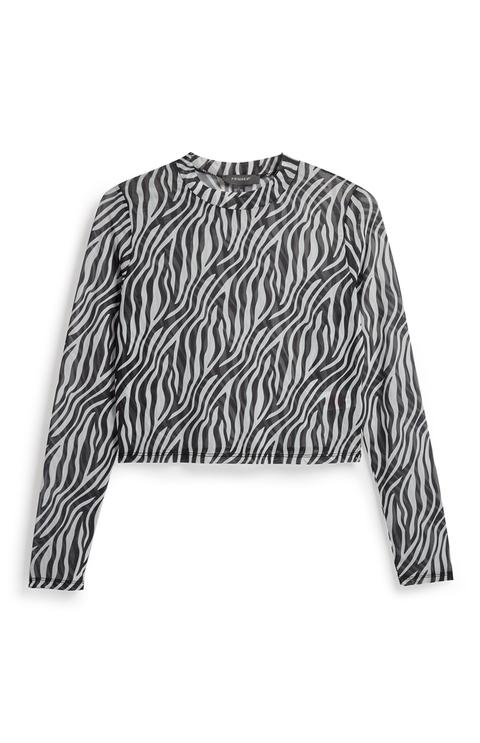 zebra print mesh top
