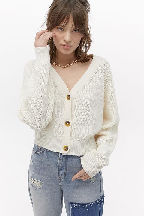 Uo Joanie Batwing Cardigan - White Xs At Urban Outfitters