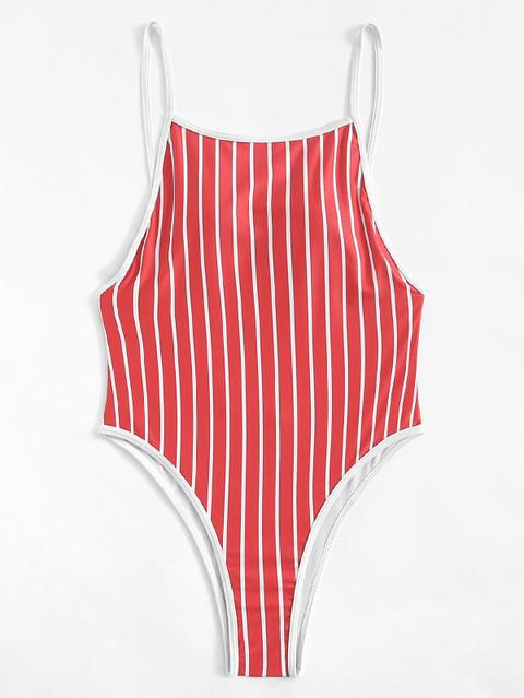 A Righe One Pieces & Monokinis Rosso Costume Da Bagno