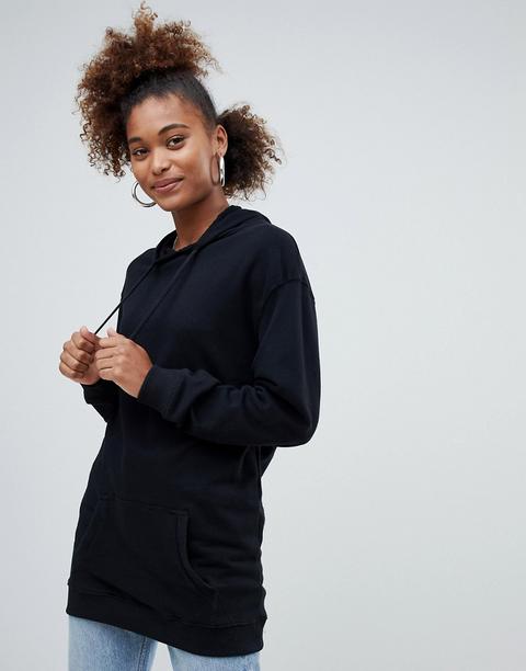 Pull&bear - Felpa Con Cappuccio Lunga Nera - Nero