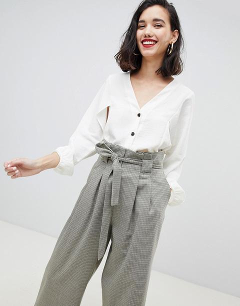 River Island - Weiße Bluse Mit Fledermausärmeln Und Knopfleiste - Weiß
