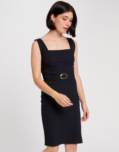 Robe Ajustée Avec Ornement Métallique Marine Femme