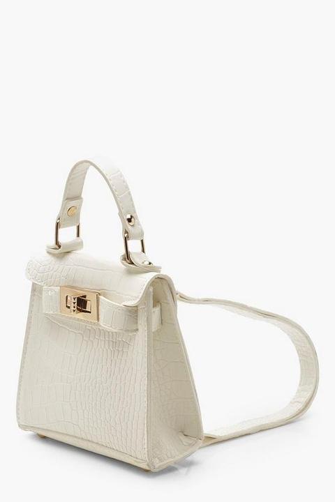 Mini Sac À Dos À Micro Motif Crocodile - Blanc - One Size, Blanc