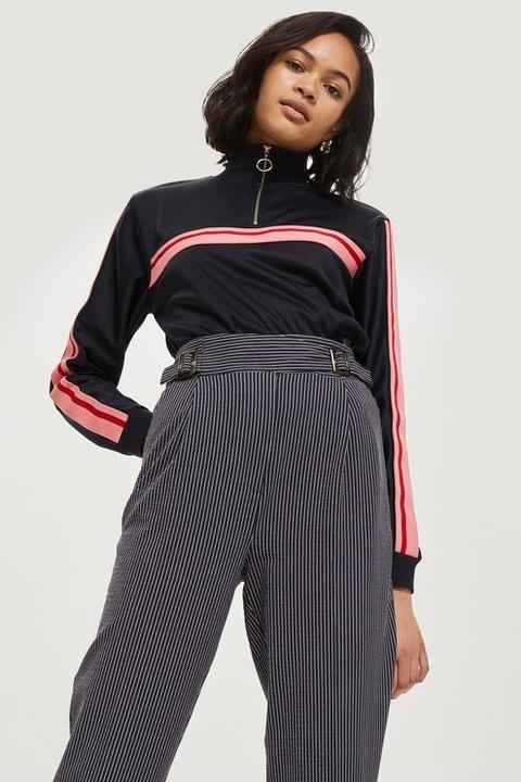 Womens Stripe Tapered Trousers - Navy Blue, Navy Blue