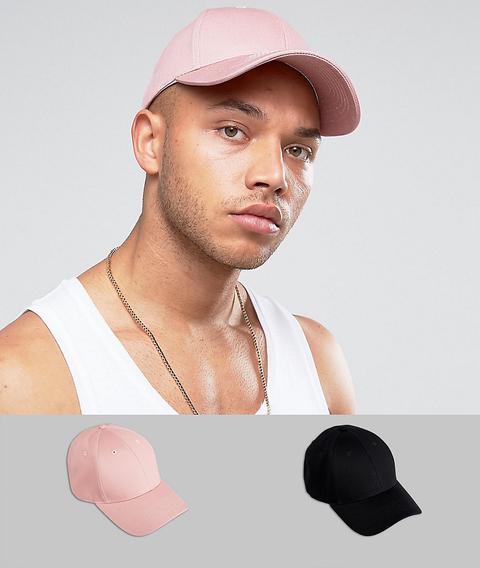 Pack De 2 Gorras En Negro Y Rosa De Asos