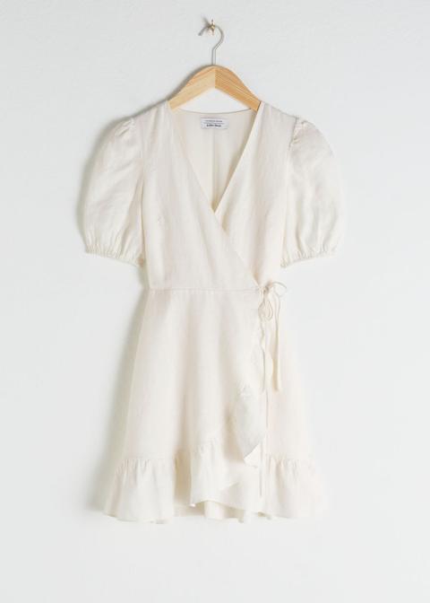 linen wrap mini dress