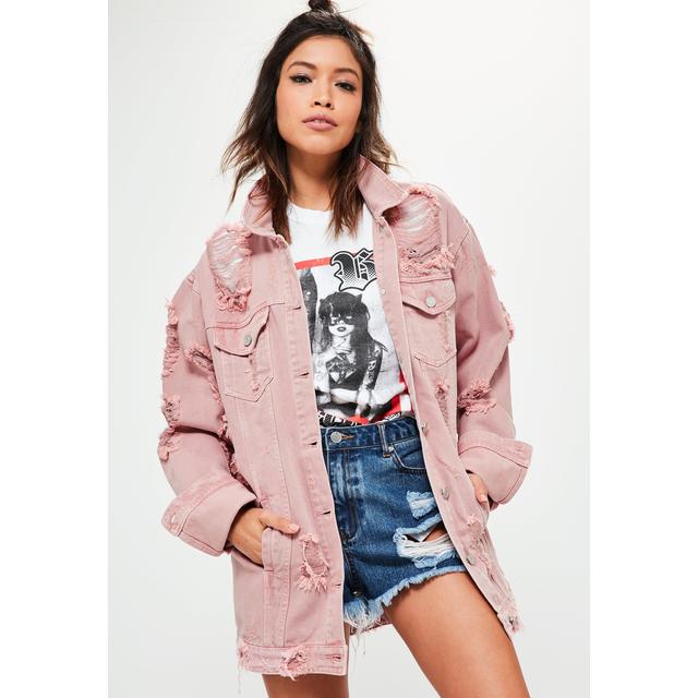 petite pink denim jacket