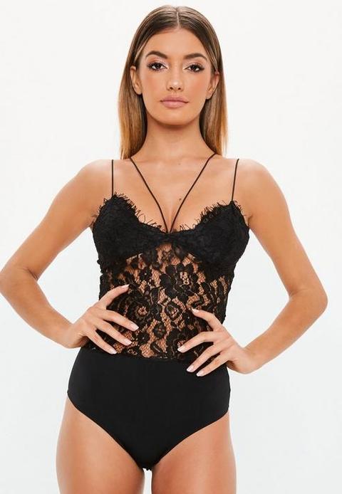 Buy Missguided Harness Lace Bodysuit - Black