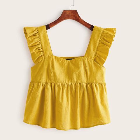 Ruffle Trim Peplum Top
