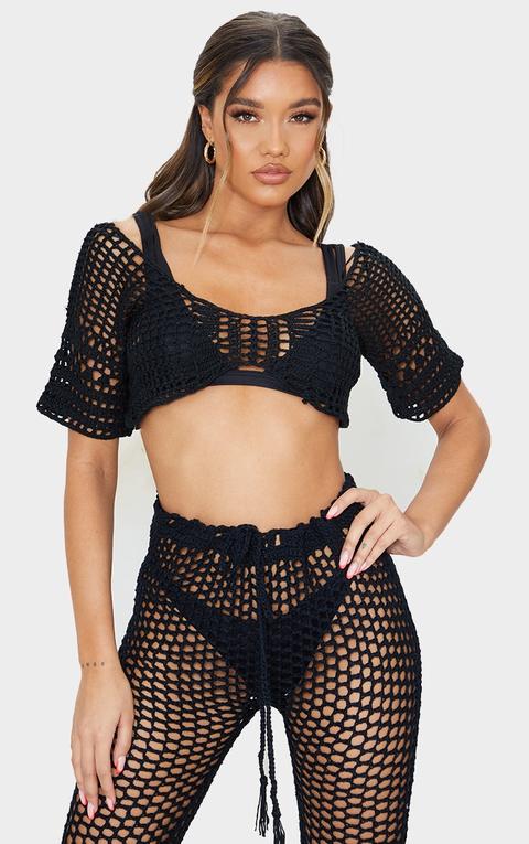 Black Crochet Crop Top