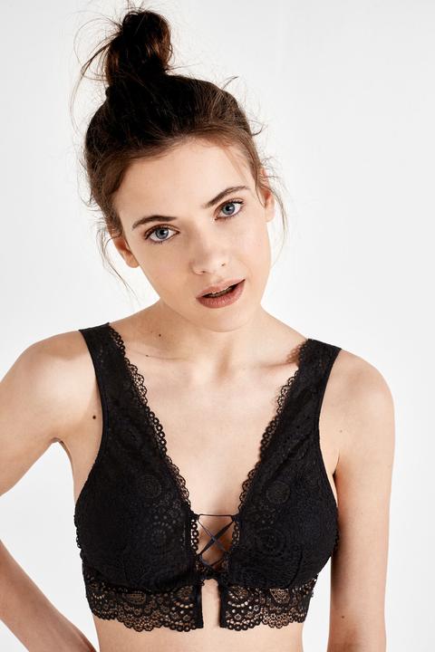 Sujetador Bralette Halter De Encaje Con Tiras