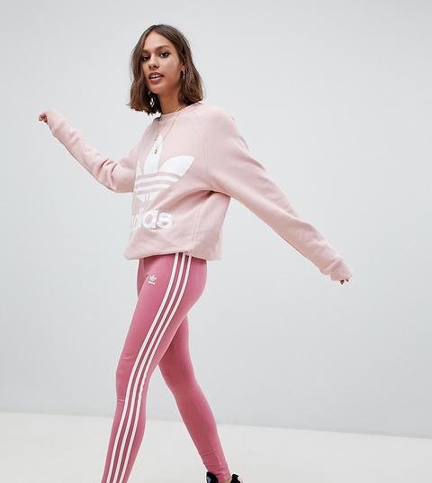 Adidas Originals Three Stripe Leggings In Pink