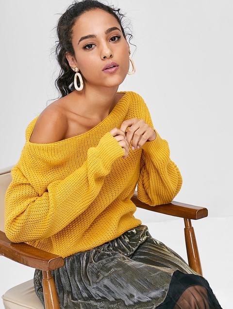 Zaful Relaxed Slash Neck Sweater