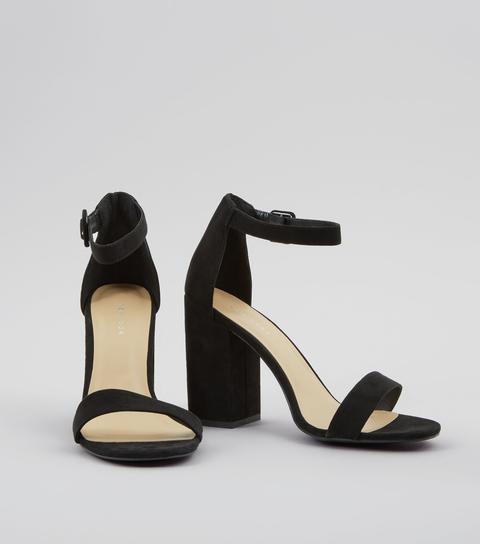 Black Ankle Strap Block Heels