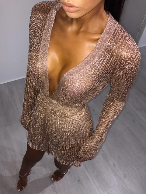 Abbie Metallic Cardigan/dress - Rose Gold