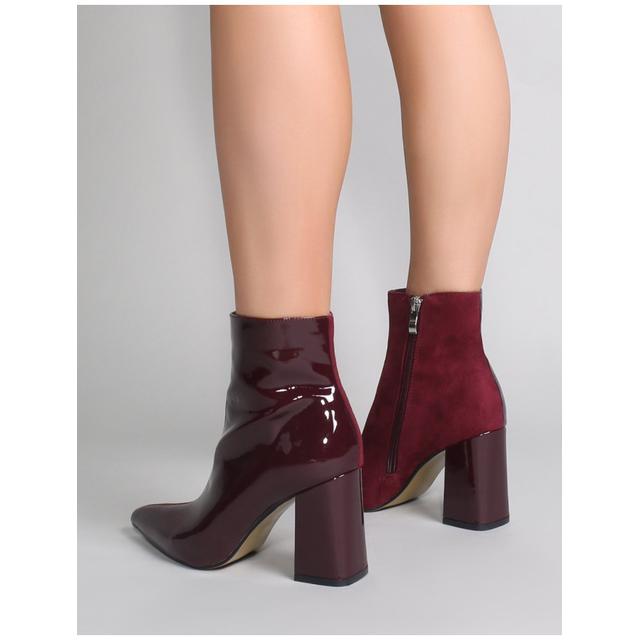 womens burgundy patent boots