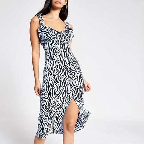 Blue Zebra Print Midi Dress from River ...