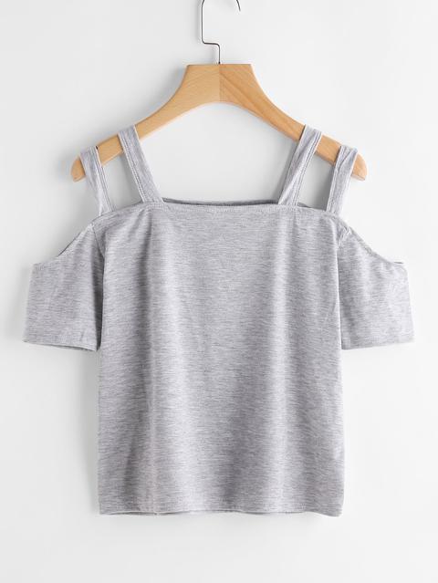 Open Shoulder Double Strap Tee