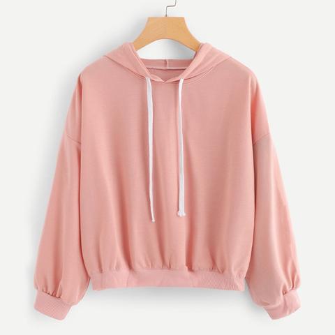 Casuale A Tinta Unita Coulisse Pullover Rosa Felpe