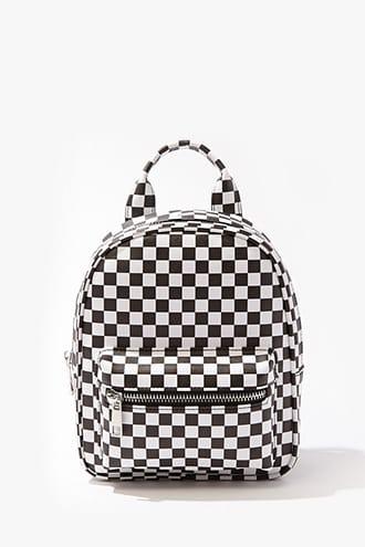 Forever 21 Checkered Mini Backpack , Black/white