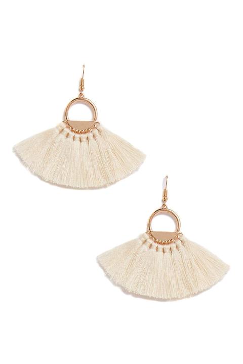 Cream Gold Circle Fan Earrings