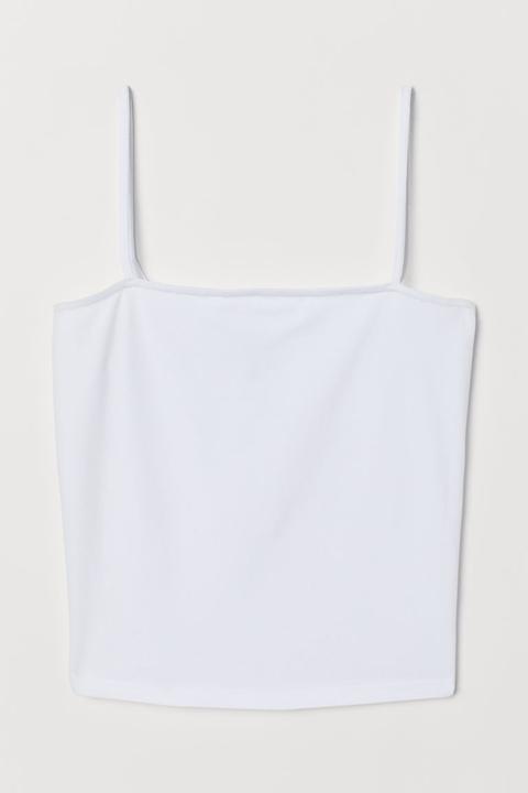 H & M - Top Corto In Jersey - Bianco