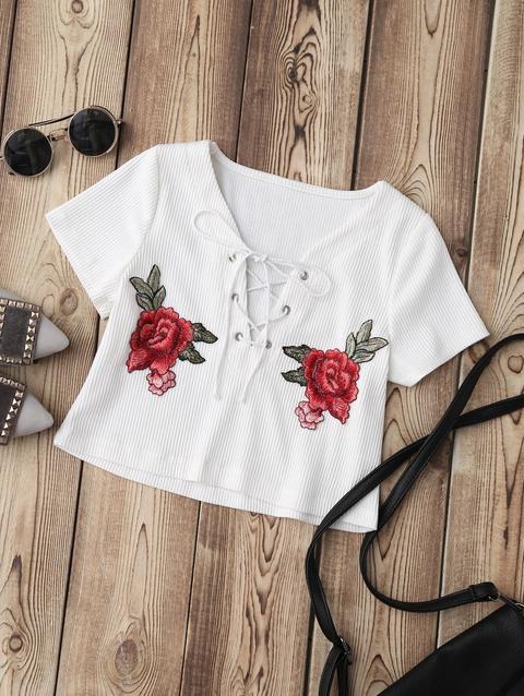 Lace Up Applique Coste Bassiera White