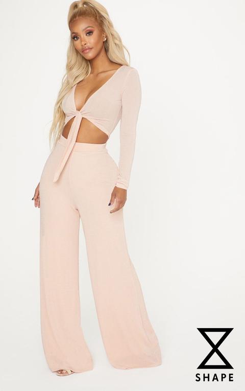 Shape Nude Glitter Wide Leg Trousers