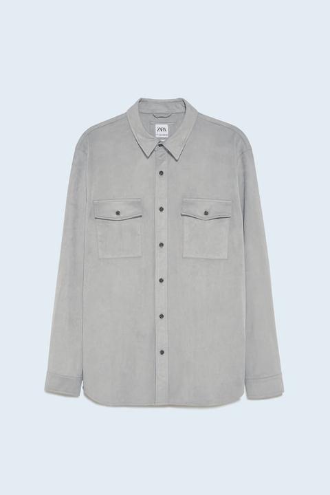 faux suede overshirt