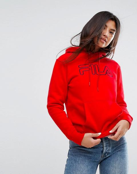 Fila - Felpa Boyfriend Oversize Con Cappuccio E Logo Sul Davanti - Rosso