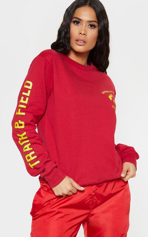 Washed Burgundy Minnesota Slogan Oversized Sweater