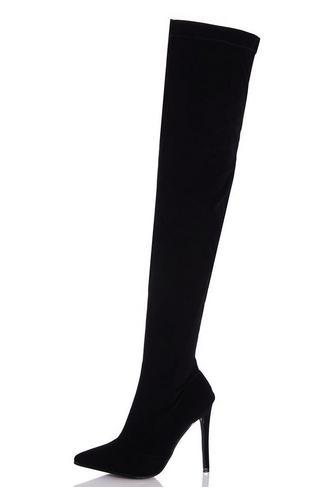 Black Over The Knee Point Stiletto Boots