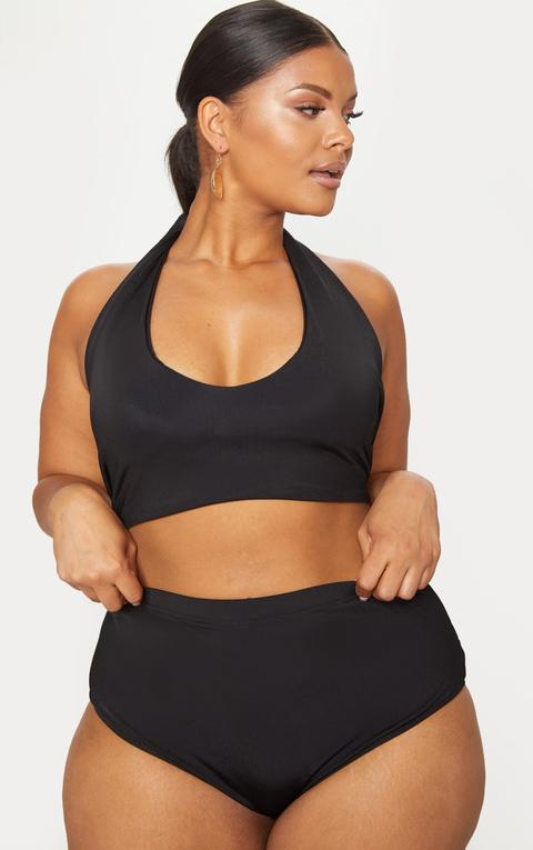 Plt Plus- Maillot De Bain Noir Haut Dos Nu Et Bas Taille Haute, Noir
