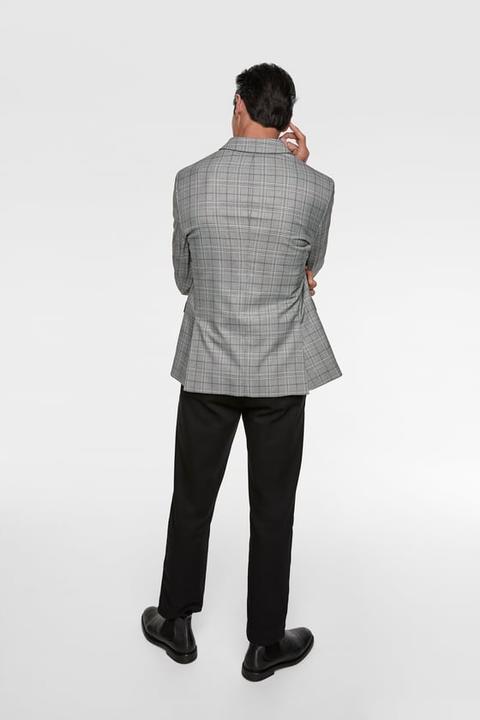 textured check suit blazer